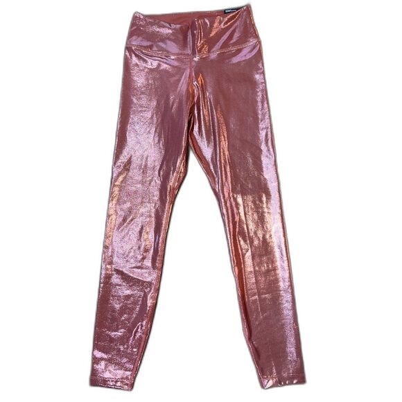 Nike Icon Clash Shimmer Leggings Claystone Mid Rise 7/8 Metallic Tight Fit S NWT - Picture 3 of 8